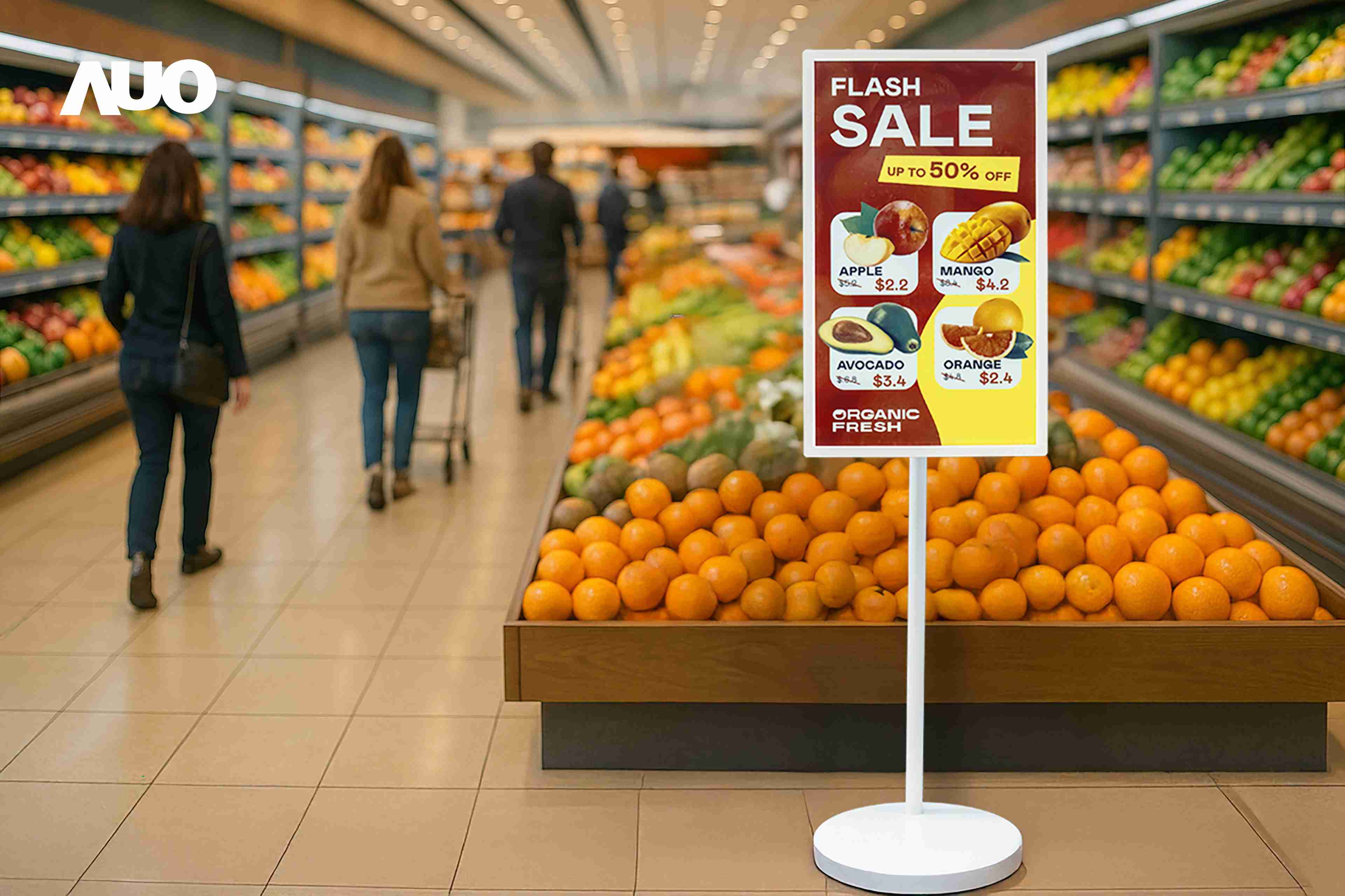 达擎首亮相低功耗、、、、全彩的〝aecoPost电子纸解决方案〞，，，仅在更新画面时需要微量的电力驱动，，无需布建电线的便捷设计，，，使其可灵活应用、、随意置放，，并可透过云端或行动装置app，，，，轻松管理及排程广告内容，，晋升店头营销利器。。